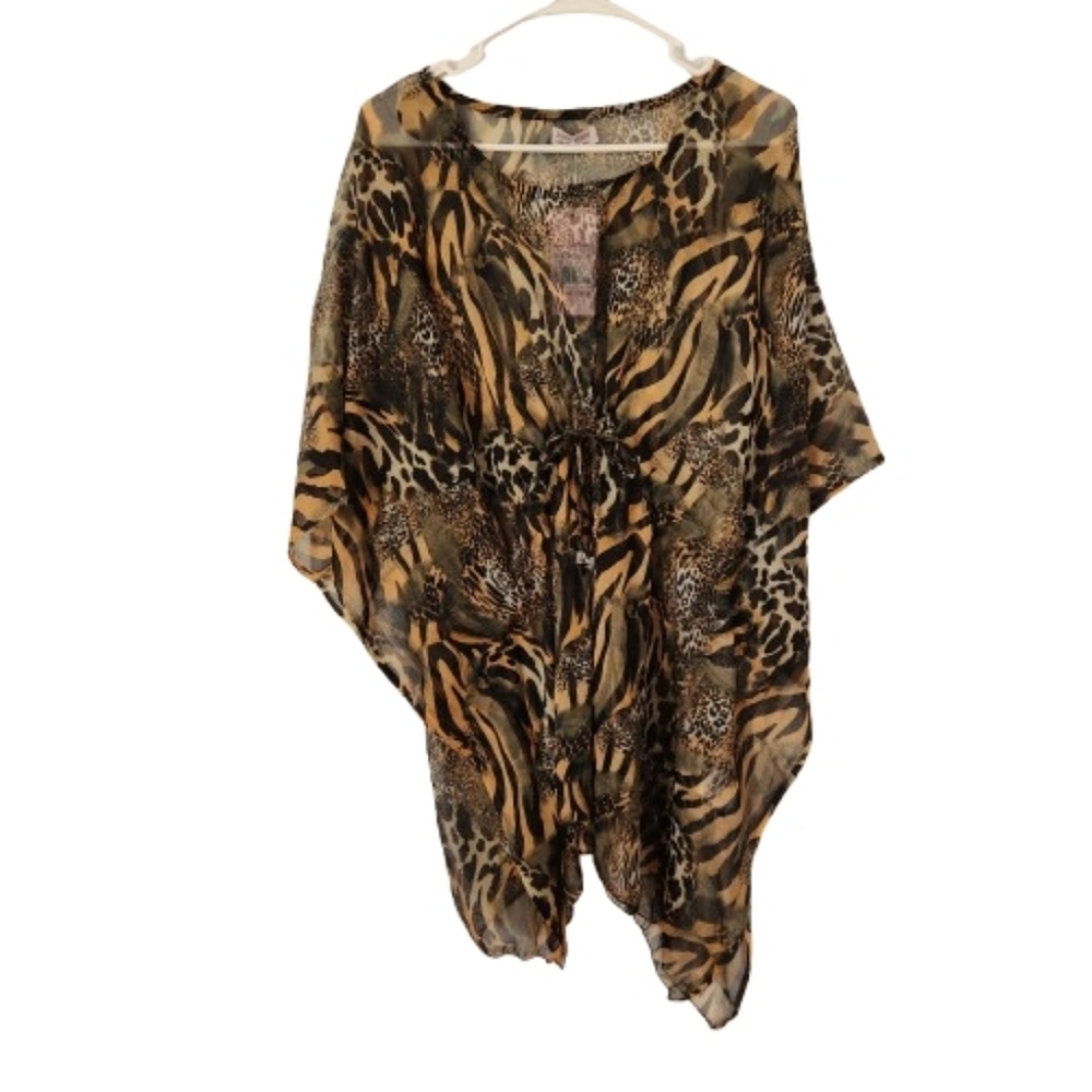 NWT Joan Vass Animal Print Swim Coverup One Size